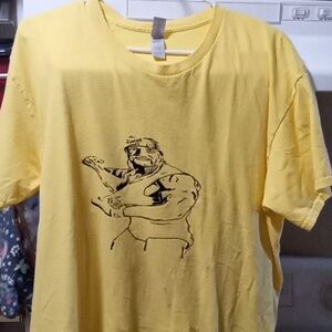 Gildan Yellow Short Sleeve Tee with Black Muscle Graphic Illustration
